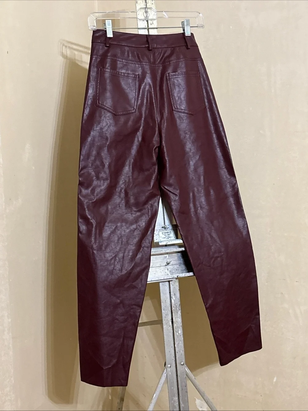 Lulus Faux Leather High-Waist Pants in Burgundy Sz Small